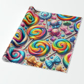 Regenboog lolly's en verpakt Snoep in kleine bogen Cadeaupapier (Uitgerold)