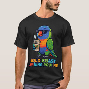 Regenboog Lorikeet Koffie Gold Coast Ochtendroutin T-shirt