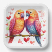 Regenboog Lovebirds Papieren Bordje (Voorkant)