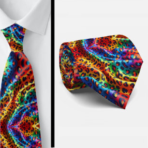 Regenboog Luipaardprint Halseband Stropdas