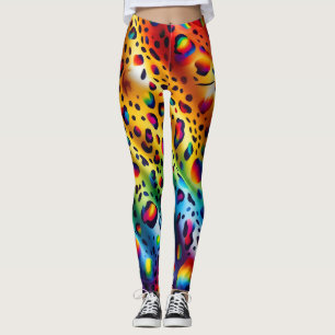 Regenboog Luipaardprint Leggings Krachtige Kleur