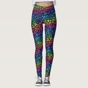 Regenboog Luipaardprint Leggings Krachtige Kleur