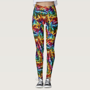 Regenboog Luipaardprint Leggings Psychedelisch