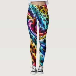 Regenboog Luipaardprint Leggings Psychedelisch