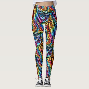 Regenboog Luipaardprint Leggings Psychedelisch