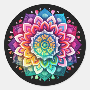 Regenboog Mandala / Bloem Ontwerp Ronde Sticker