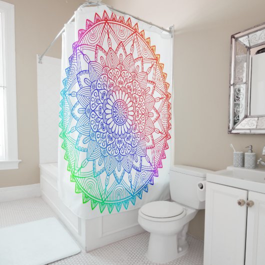 Regenboog Mandala Douchegordijn (In situ)