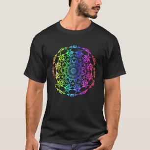 Regenboog Mandala Geometrisch Patroon Vrouwen Yoga T-shirt