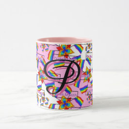 Regenboog Mandala Pride Monogram - Levendig Geomet Mok