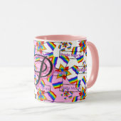 Regenboog Mandala Pride Monogram - Levendig Geomet Mok (Voorkant rechts)