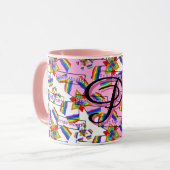 Regenboog Mandala Pride Monogram - Levendig Geomet Mok (Voorkant links)