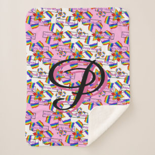 Regenboog Mandala Pride Monogram - Levendig Geomet Sherpa Deken