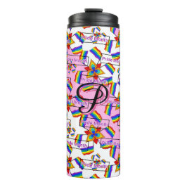 Regenboog Mandala Pride Monogram - Levendig Geomet Thermosbeker