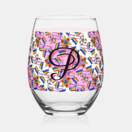 Regenboog Mandala Pride Monogram - Levendig Geomet Wijnglas Zonder Voet