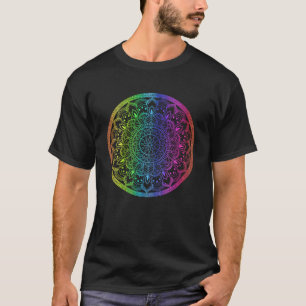 Regenboog Mandala Rosette Bloem Ronde Yoga Vibe Ze T-shirt