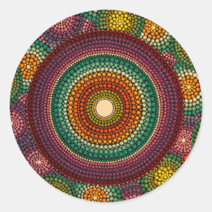 Regenboog Mandala Sticker Handgeschilderd