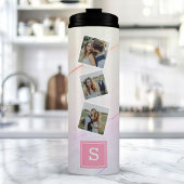 Regenboog Marmer Trendy Fotocollage Monogram Thermosbeker