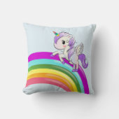 Regenboog met Eenhoorn Girly Sierkussen (Voorkant)