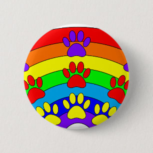 Regenboog Met Hondenpootafdrukken Ronde Button 5,7 Cm