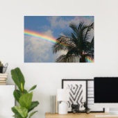 Regenboog met palmboom poster (Thuiskantoor)