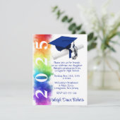Regenboog met Royal Blue Afstuderen Kaart (Staand voorkant)