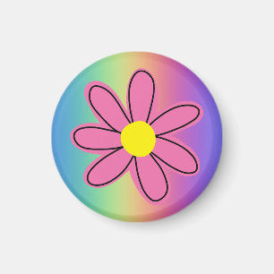 Regenboog met Roze Bloem Magneet