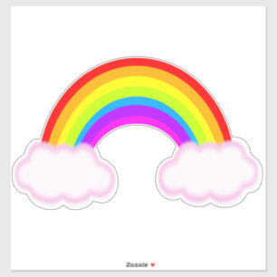 Regenboog met roze gevulde wolken - sticker