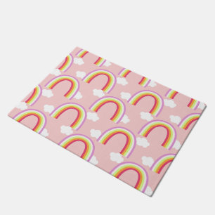 Regenboog met roze wolk deurmat