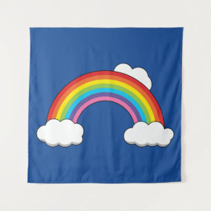 Regenboog met witte wolken wandkleed