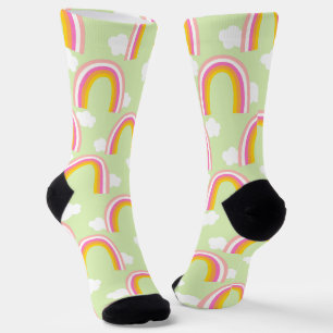 Regenboog met wolk lichtgroen sokken