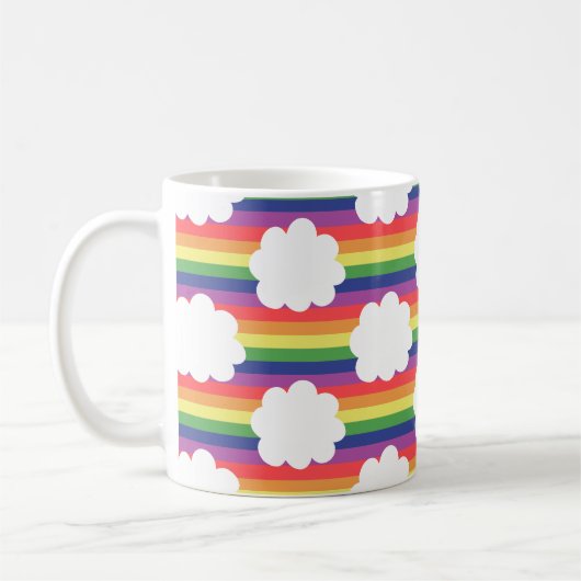 Regenboog met wolken koffiemok (Links)