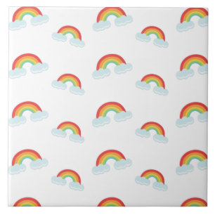 Regenboog met wolkenpatroon tegeltje