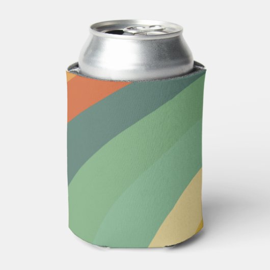 Regenboog minimalistische strepen Handgemaakt Vier Blikjeskoeler (Blikje Voorkant)