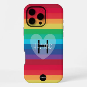Regenboog Mobiele Telefoonhoes met Hart en Naam HA iPhone 16 Pro Max Hoesje