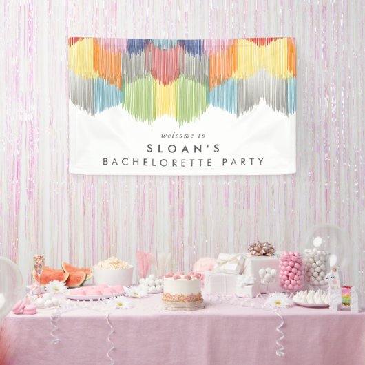 Regenboog Moderne Franje Bachelorette-feest Spandoek (Feest)