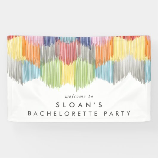 Regenboog Moderne Franje Bachelorette Feestje Spandoek (Horizontaal)