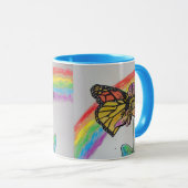 Regenboog Monarch Vlinder Mok Blauw (Voorkant rechts)