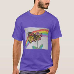 Regenboog Monarch Vlinder Schilderen Mannen T Shir T-shirt