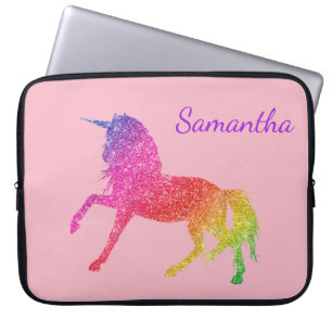 Regenboog Mooie Glitters Schitterende Eenhoorn Mei Laptop Sleeve