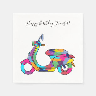 Regenboog Motor Scooter Bromfiets Aangepast berich Servet