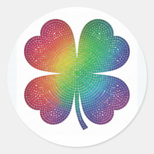 Regenboog Mozaïek Vierbladige Klaver Sticker