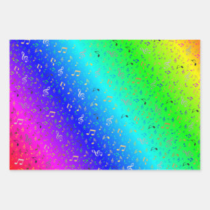 regenboog,Muzieknoot, luxe, goud, koninklijk, eleg Inpakpapier Vel