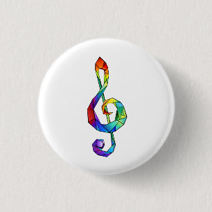 Regenboog Muzikale Sleutel discant sleutel Ronde Button 3,2 Cm