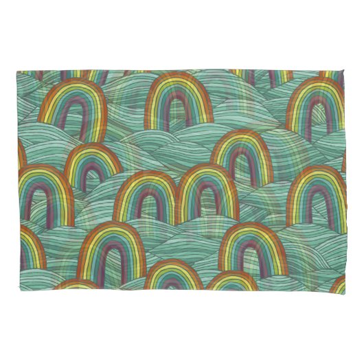 Regenboog Natuur: Handgetekende  compositie Kussensloop (Voorkant)