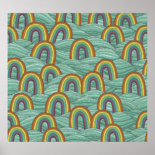 Regenboog Natuur: Handgetekende  compositie Poster