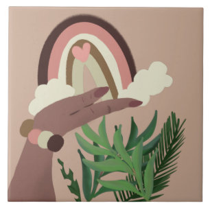  regenboog Natuurlijke groenerij Feminine Hands Tegeltje