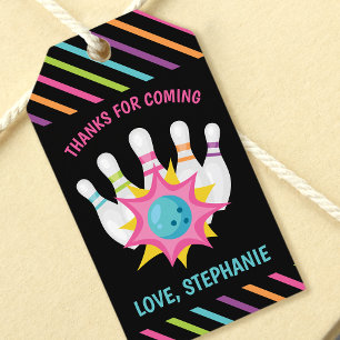 Regenboog Neon Bowling Verjaardagsfeest Favor Tagg Cadeaulabel