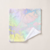 Regenboog Neon Iriserend Metallic Glitter Marmer Bad Handdoek (Wasdoekje)