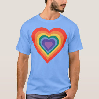 Regenboog Nestelend Hart retro T-shirt