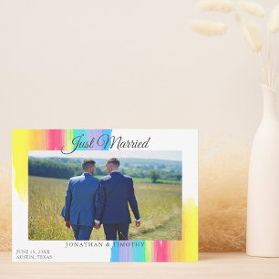 Regenboog Net Getrouwd Pasgetrouwd Foto Chic Huwel Aankondiging
